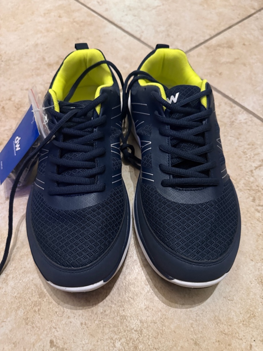 DW Navy Sneakers with Neon Yellow Lining